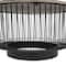 30" Black Metal Open Frame Wire Geometric Coffee Table with Silver Aluminum Top